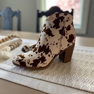 Altard State Cow Print Booties Heel Boots Size 10